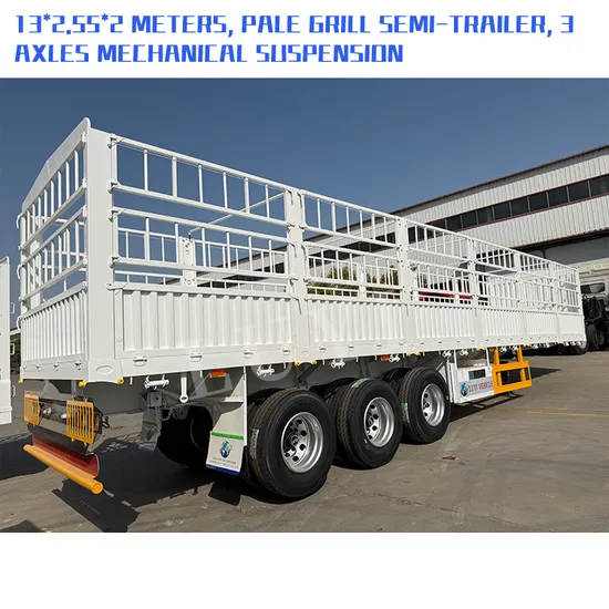 中国工場 3軸サイドウォールバルク貨物輸送ドロップサイドCimc家畜フェンスサイドウォールセミトラックトレーラー