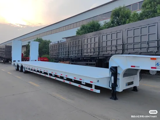 中国製 高強度フラットベッドトレーラー 伸縮式ローフラットベッドトラックトレーラー ローベッドセミトレーラー