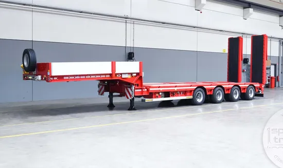 ヘビーデューティー4軸掘削機輸送グースネック伸縮性ローボーイ折りたたみネックローローダーベッドローベッドセミトラックトレーラー